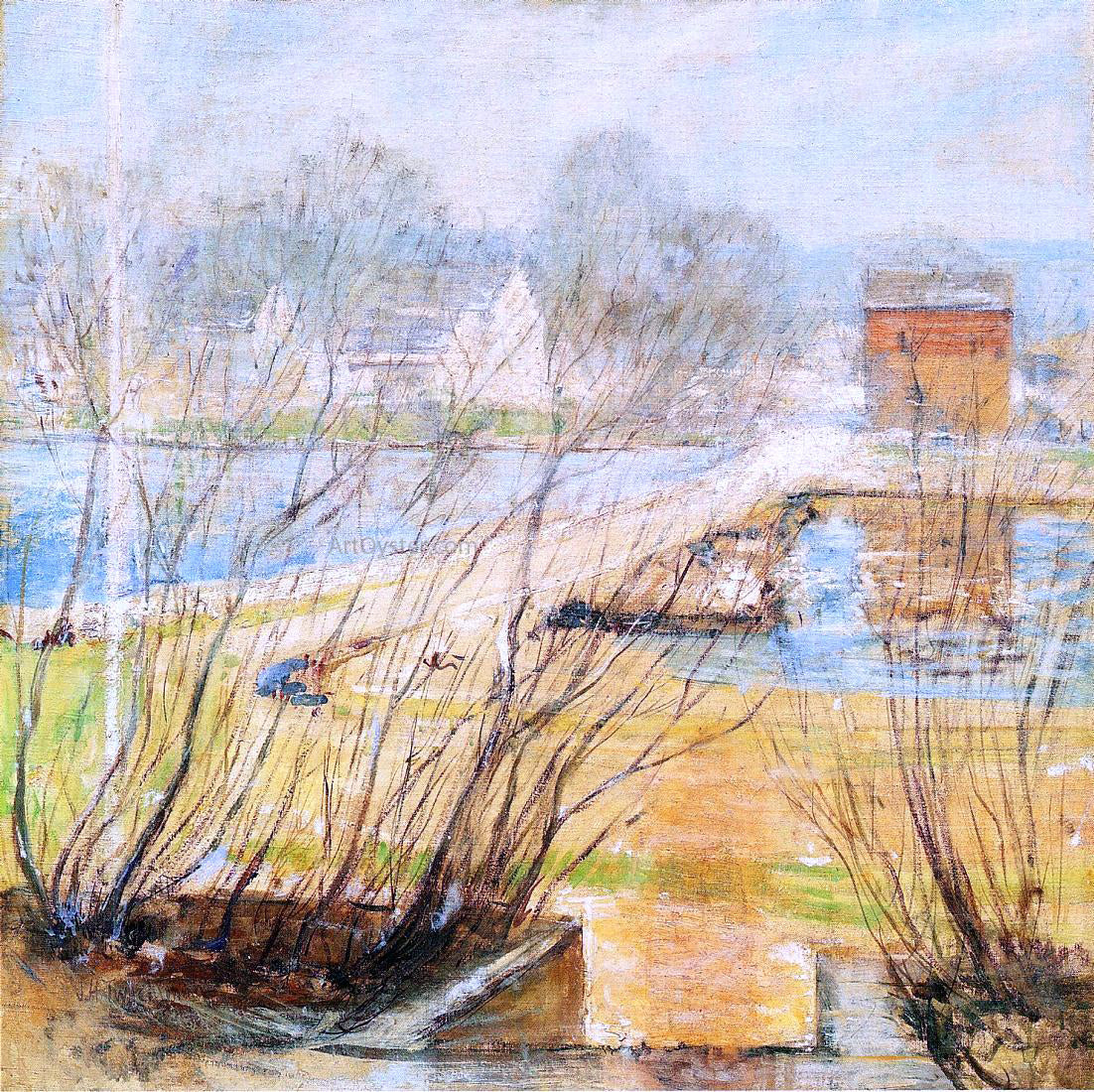 John Twachtman View from the Holley House, Cos Cob, Connecticut - Hand Painted Oil Painting