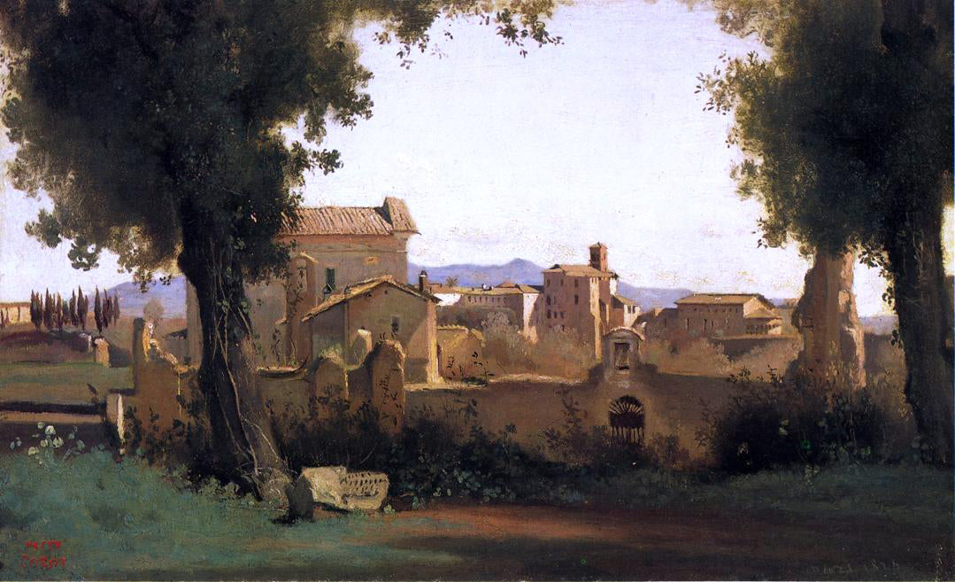 Jean-Baptiste-Camille Corot View in the Farnese Gardens - Hand Painted Oil Painting