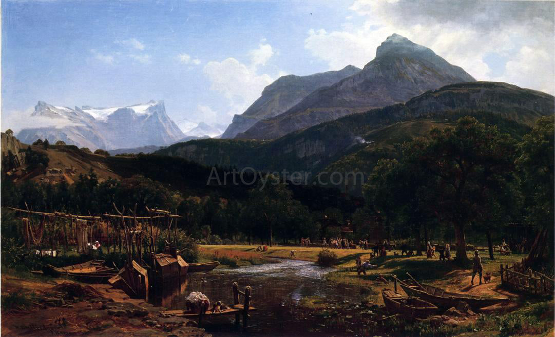 Thomas Worthington Whittredge View near Lake Lucerne - Hand Painted Oil Painting