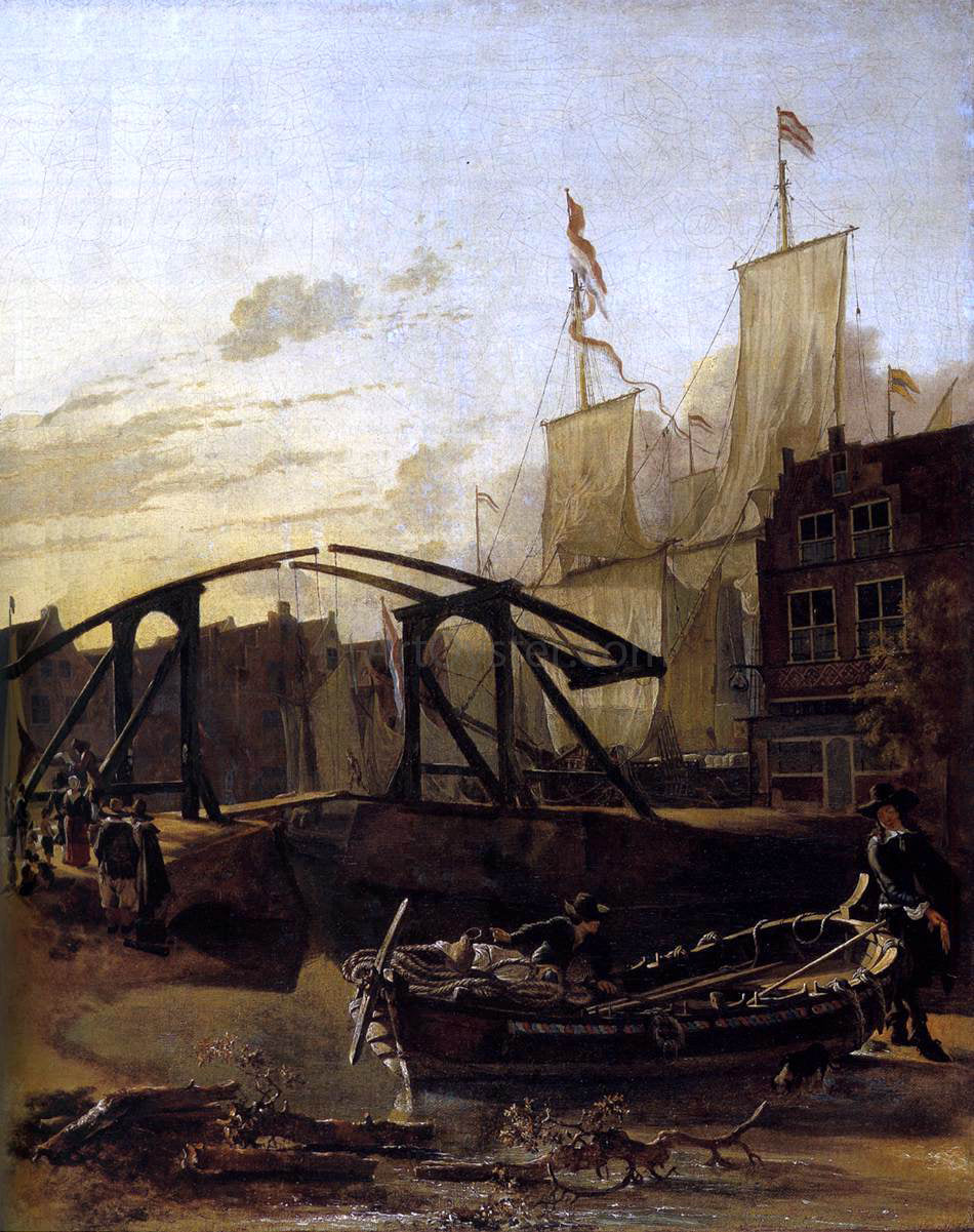 Adam Pynacker View of a Harbour in Schiedam - Hand Painted Oil Painting
