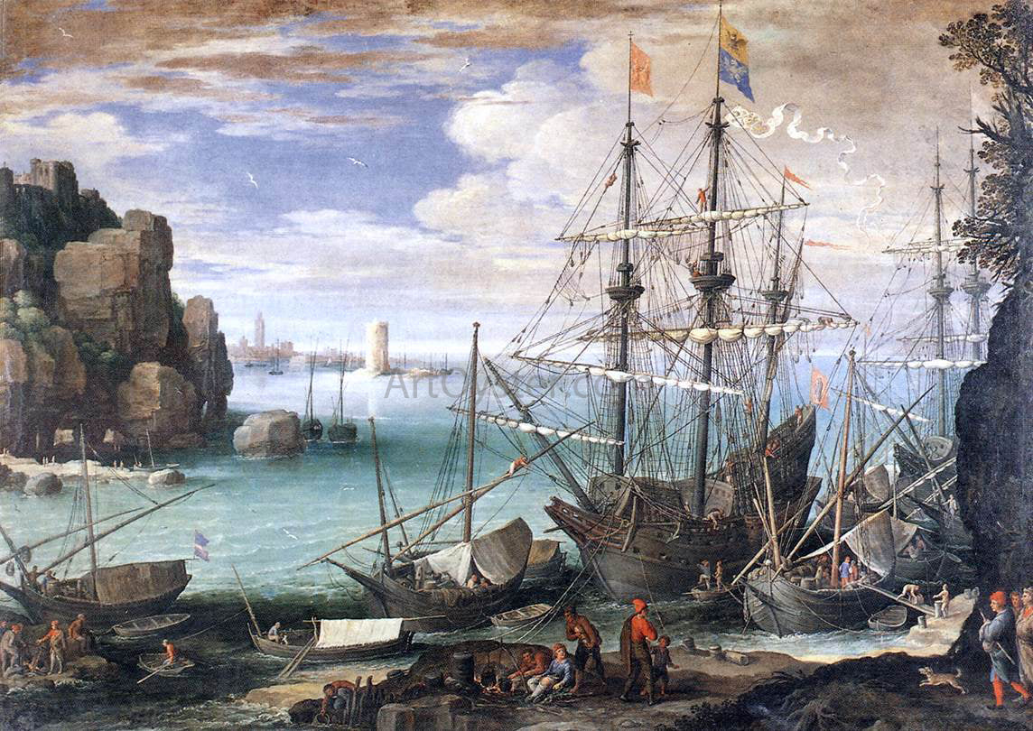 Paul Bril View of a Port - Hand Painted Oil Painting