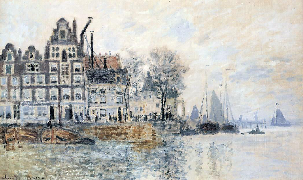  Claude Oscar Monet View of Amsterdam - Hand Painted Oil Painting