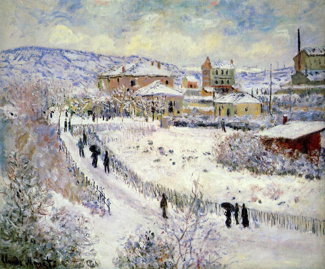 Claude Oscar Monet View of Argenteuil in the Snow - Hand Painted Oil Painting