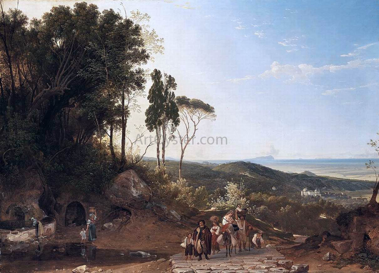 Franz Ludwig Catel View of Ariccia with the Sea in the Background - Hand Painted Oil Painting