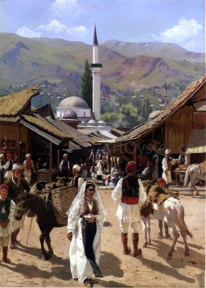 Franz Leo Ruben View of Bascarsija, Sarajevo - Hand Painted Oil Painting