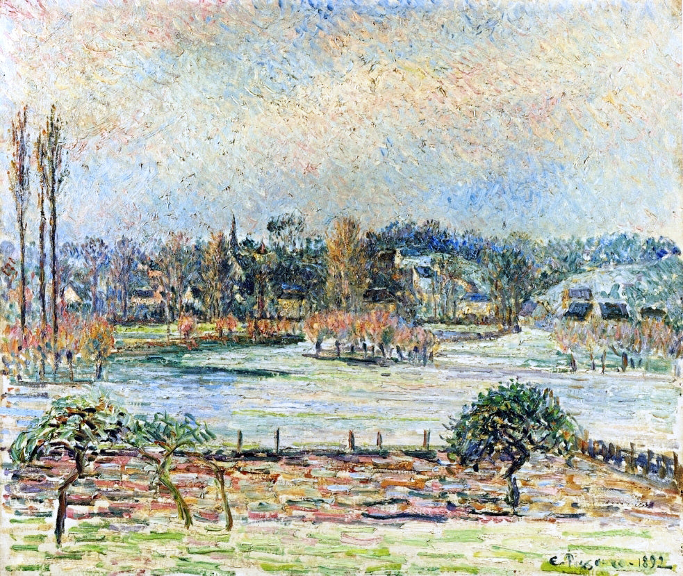 Camille Pissarro View of Bazincourt, Flood, Morning Effect - Hand Painted Oil Painting