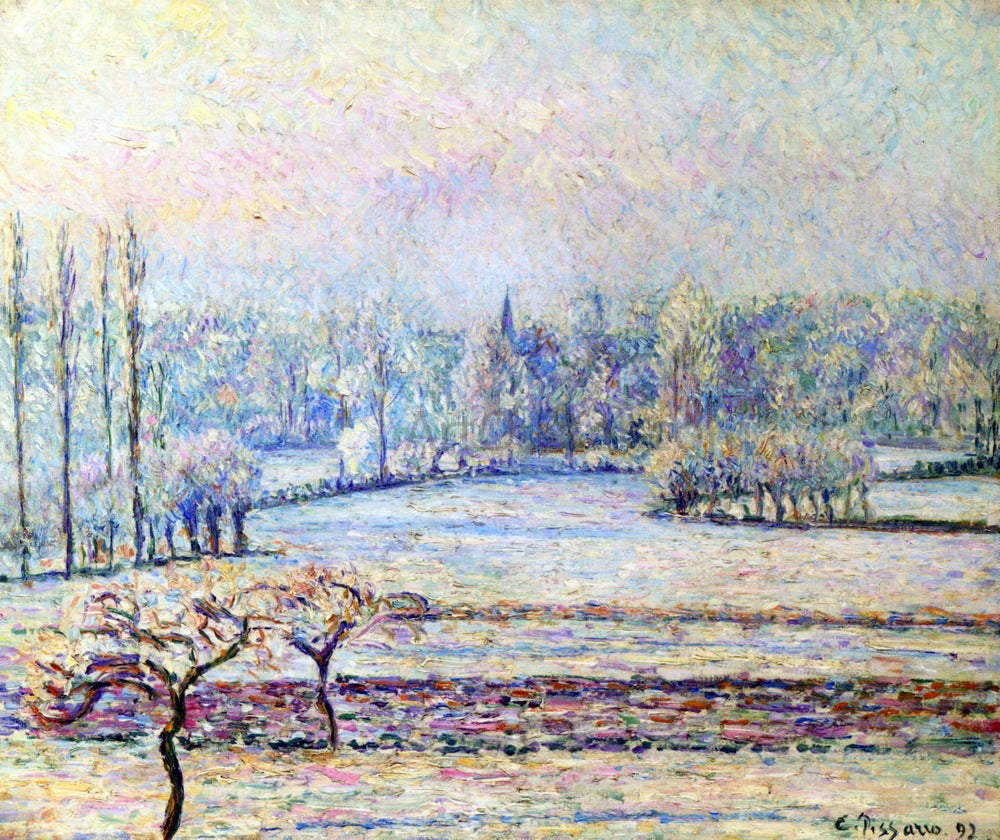 Camille Pissarro View of Bazincourt, Frost, Morning - Hand Painted Oil Painting