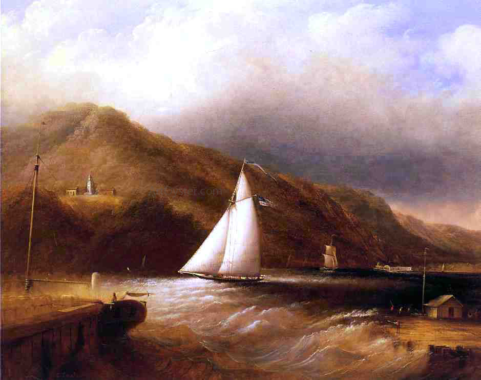 Edmund C Coates View of Caldwell's Landing - Hand Painted Oil Painting