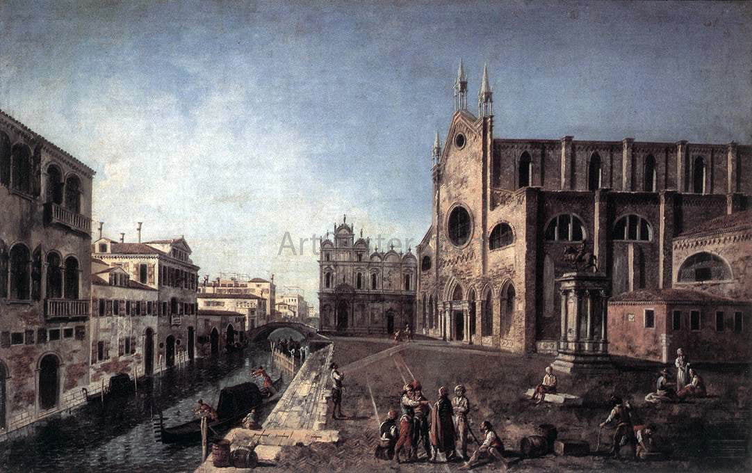 Francesco Albotto View of Campo Santi Giovanni e Paolo - Hand Painted Oil Painting