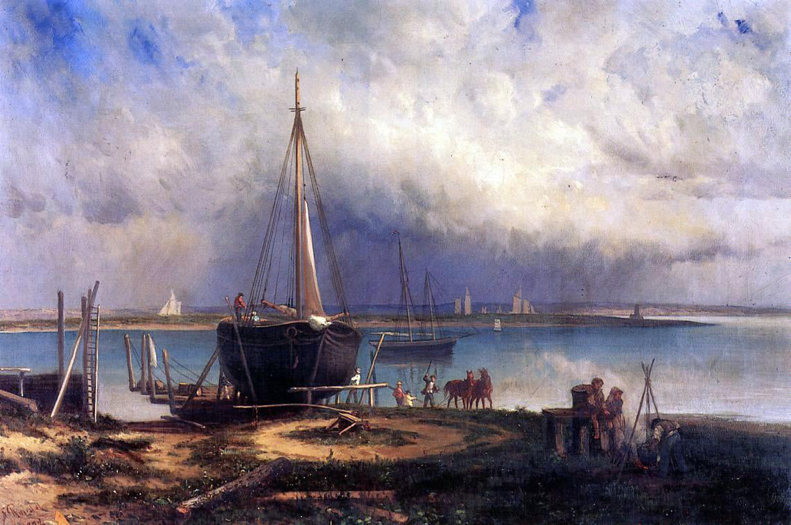 Frederick Rondel View of City Island - Hand Painted Oil Painting