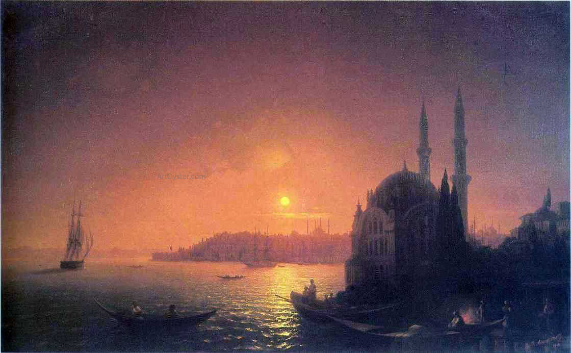 Ivan Constantinovich Aivazovsky View of Constantinople by Moonlight - Hand Painted Oil Painting