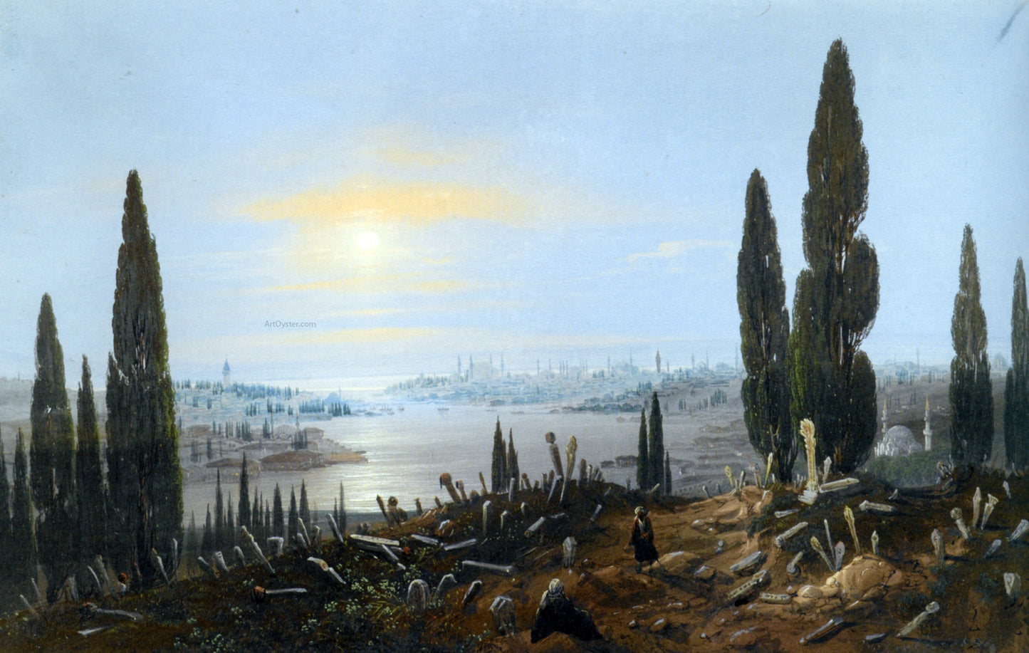  Carlo Bossoli View of Constantinople by moonlight - Hand Painted Oil Painting