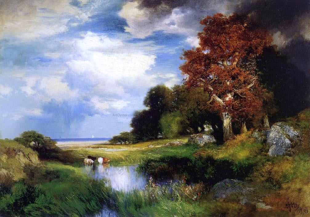Thomas Moran View of East Hampton - Hand Painted Oil Painting