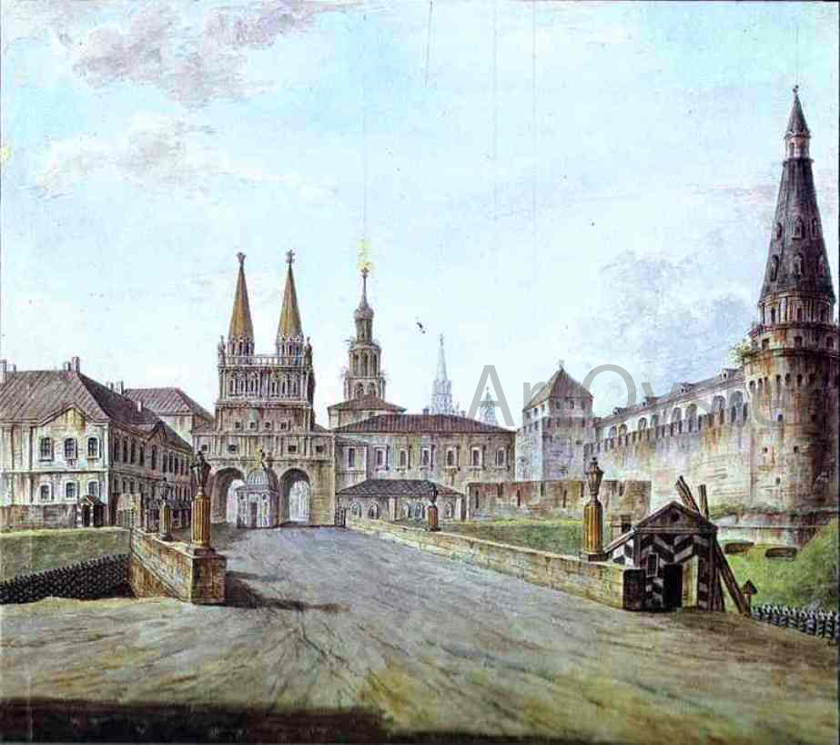 Fedor Yakovlevich Alekseev View of Moscow Near the Iversky Gate of the Kremlin - Hand Painted Oil Painting