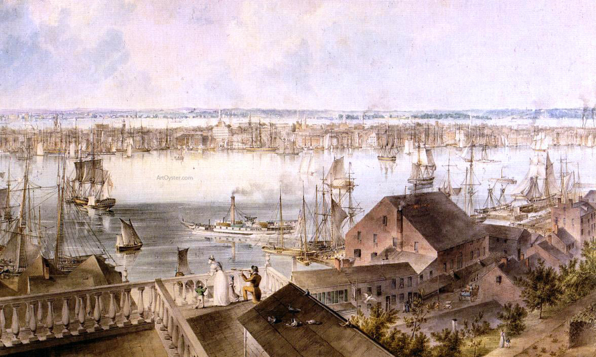 John William Hill View of New York from Brooklyn Heights - Hand Painted Oil Painting