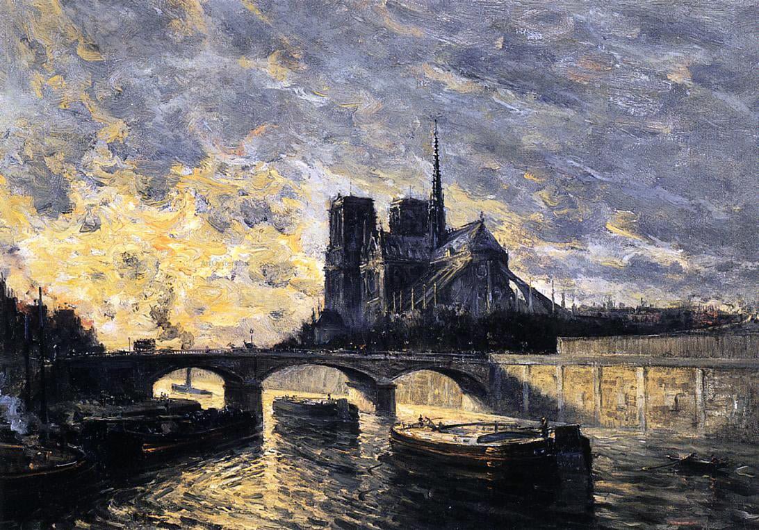 Frank Myers Boggs View of Notre Dame - Hand Painted Oil Painting