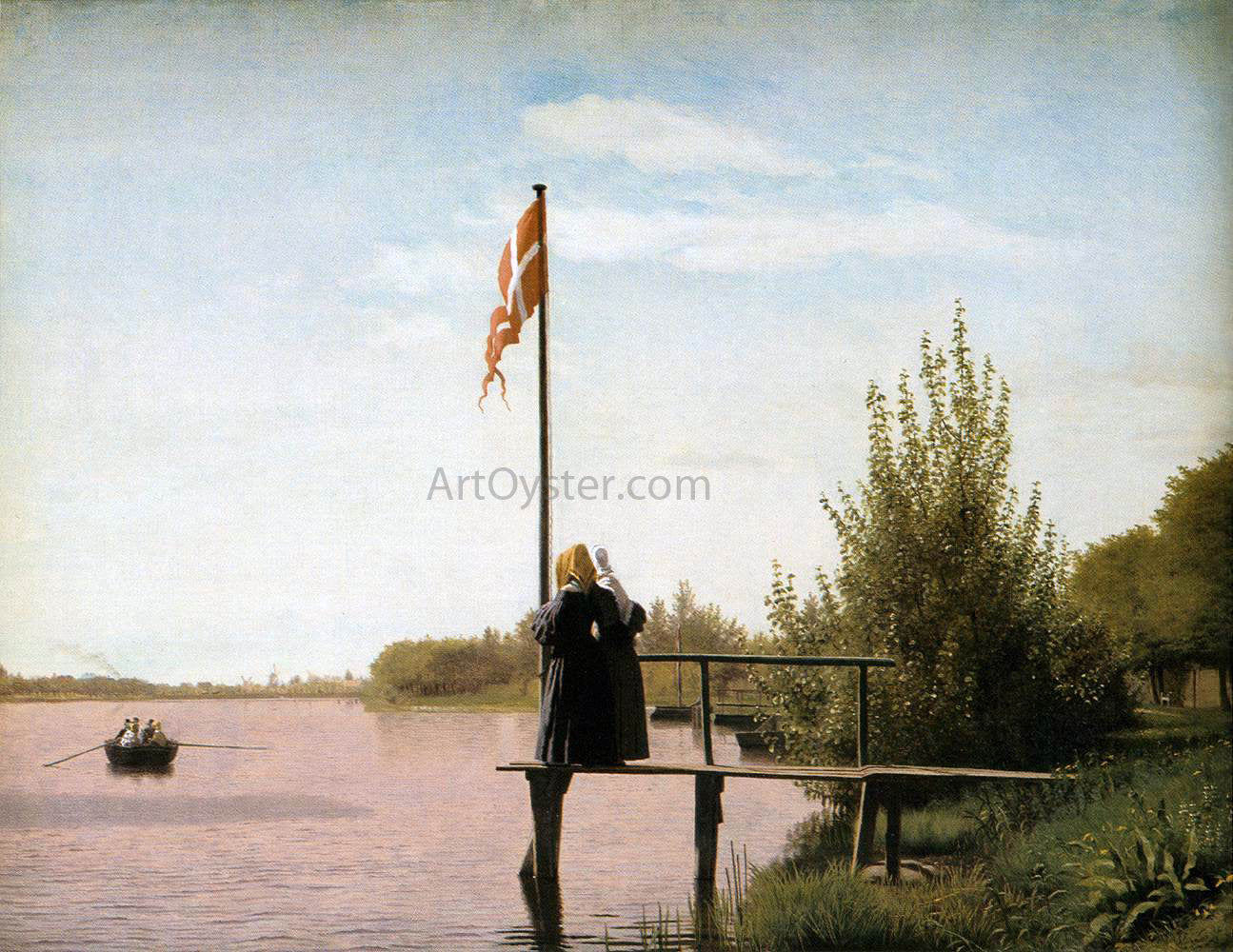 Christen Schiellerup Kobke View of One of the Lakes in Copenhagen - Hand Painted Oil Painting