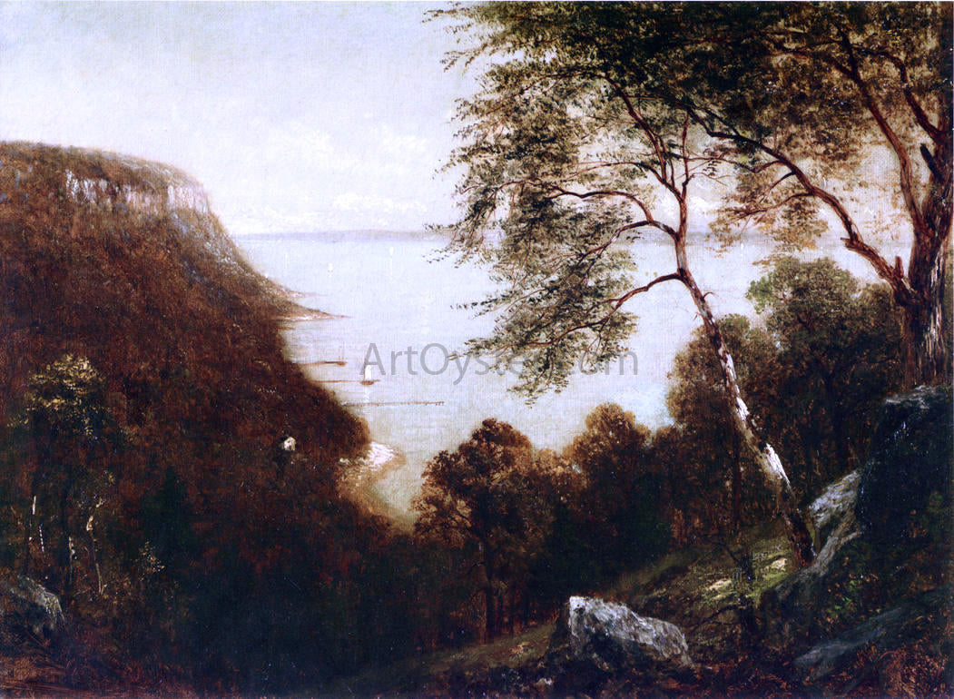 David Johnson View of Palisades, Hudson River - Hand Painted Oil Painting