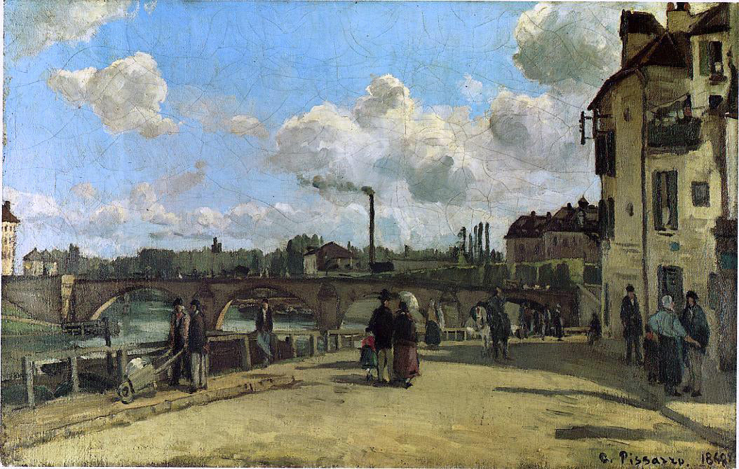 Camille Pissarro View of Pontoise, Quai du Pothuis - Hand Painted Oil Painting