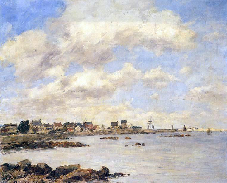 Eugene-Louis Boudin View of Saint-Vaast-La-Houghe - Hand Painted Oil Painting