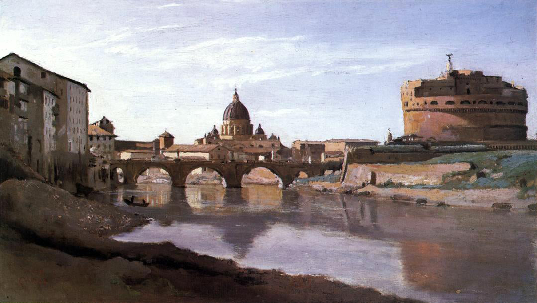 Jean-Baptiste-Camille Corot View of St. Peter's and the Castel Sant'Angelo - Hand Painted Oil Painting