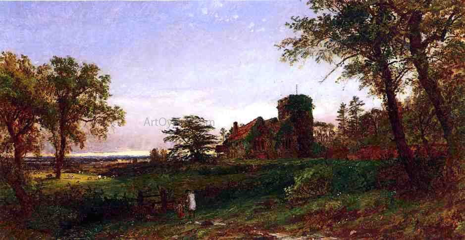 Jasper Francis Cropsey View of Stoke Poges - Hand Painted Oil Painting