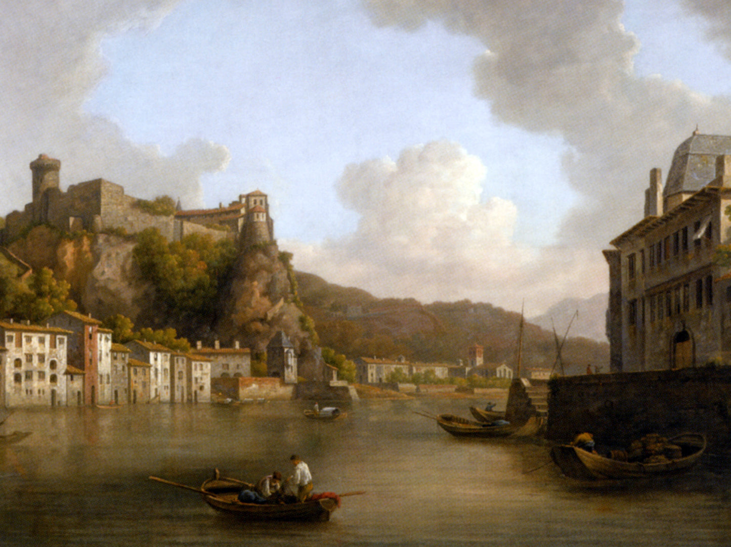  William Marlow View of the Chateau de Pierre Encise on the Rhone Lyon - Hand Painted Oil Painting