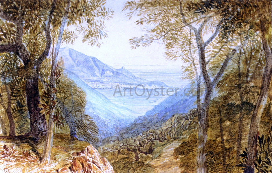 Edward Lear View of the Ducal Palace, Massa, Northern Italy - Hand Painted Oil Painting
