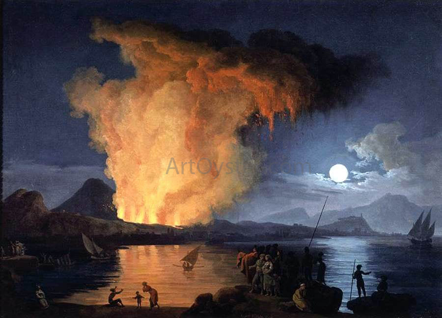 Pierre-Jacques Volaire View of the Eruption of Mount Vesuvius - Hand Painted Oil Painting