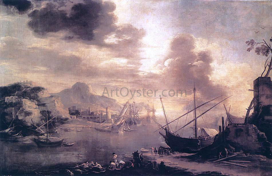 Salvator Rosa View of the Gulf of Salerno - Hand Painted Oil Painting