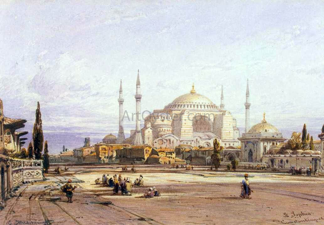 Eduard Hildebrandt View of the Hagia Sophia in Constantinople - Hand Painted Oil Painting