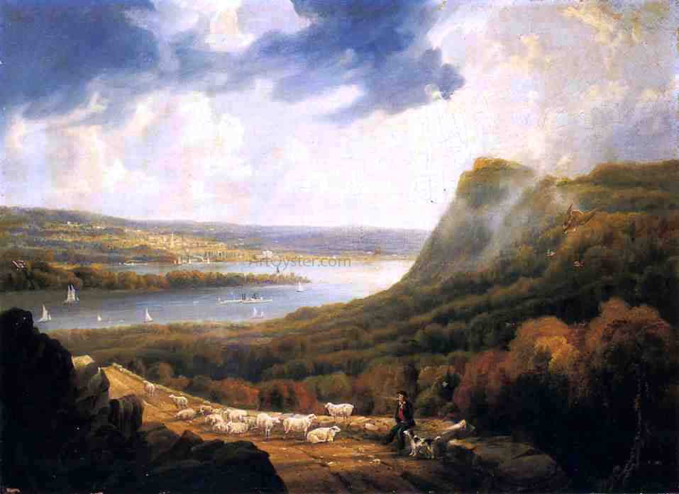 Jr. Robert Havell View of the Hudson River near West Point - Hand Painted Oil Painting