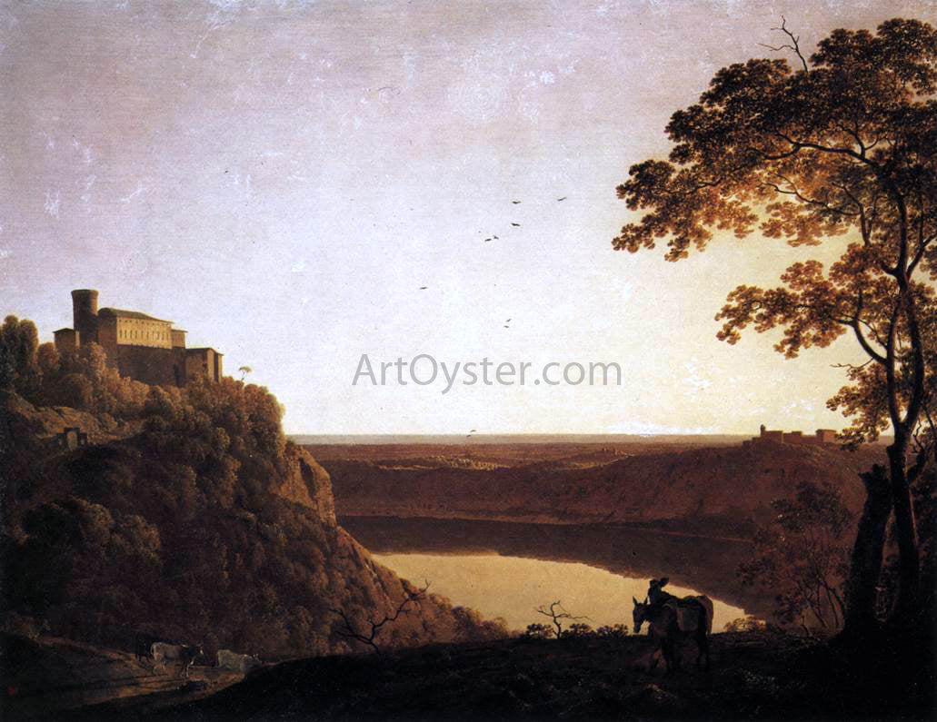 Joseph Wright View of the Lake of Nemi - Hand Painted Oil Painting