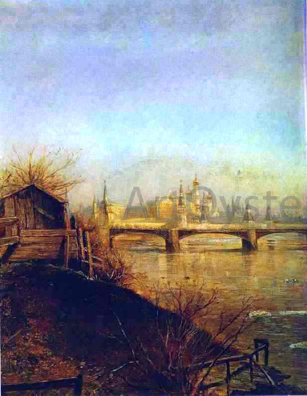  Alexei Kondratevich Savrasov View of the Moscow Kremlin, Spring - Hand Painted Oil Painting