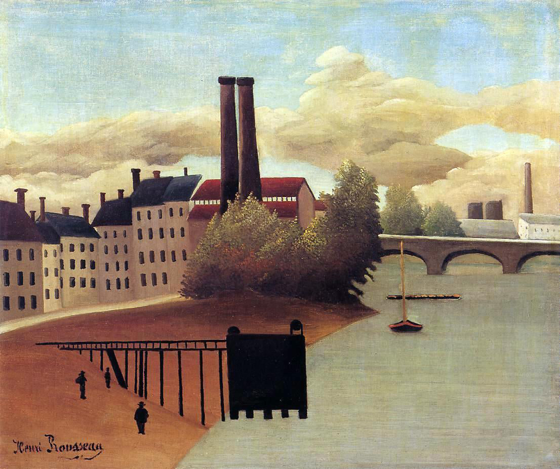 Henri Rousseau View of the Outskirts of Paris - Hand Painted Oil Painting