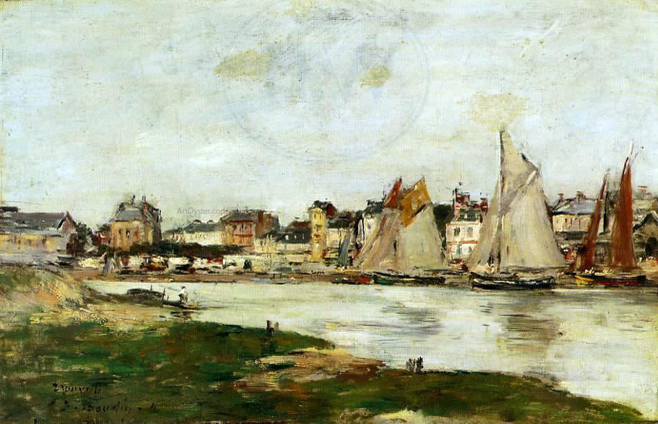 Eugene-Louis Boudin View of the Port of Trouville, High Tide - Hand Painted Oil Painting