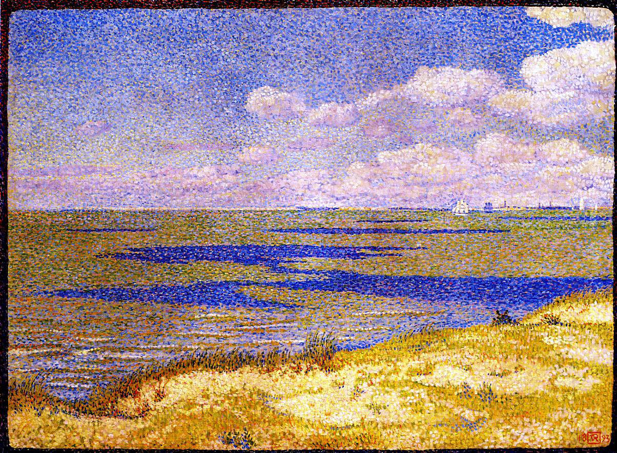 Theo Van Rysselberghe View of the River Scheldt - Hand Painted Oil Painting
