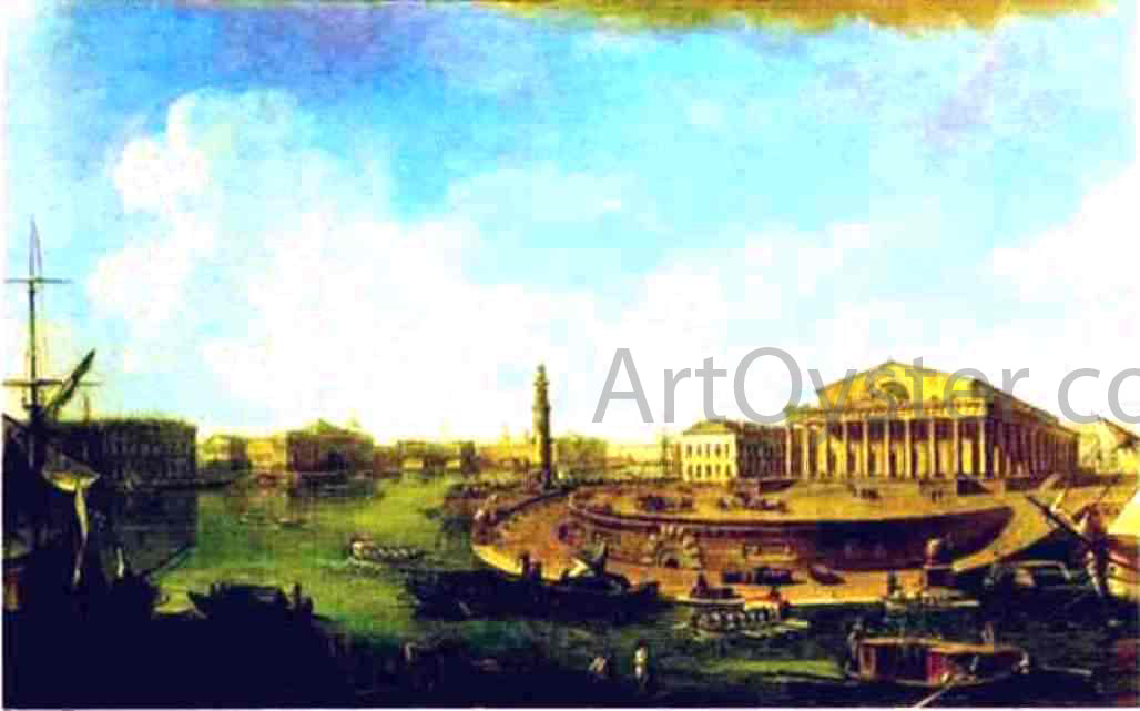 Fedor Yakovlevich Alekseev View of the Stock Exchange and the Admiralty from the Fortress of St. Peter and Paul - Hand Painted Oil Painting