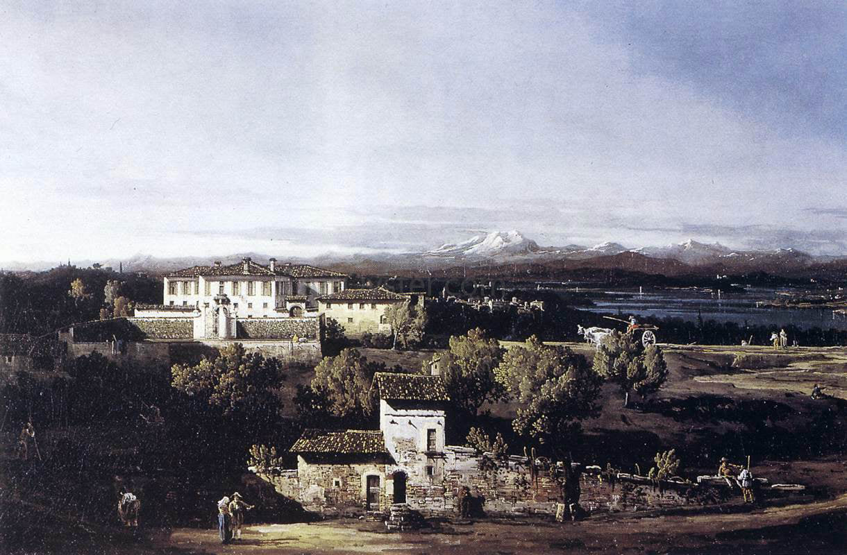 Bernardo Bellotto View of the Villa Cagnola at Gazzada near Varese - Hand Painted Oil Painting