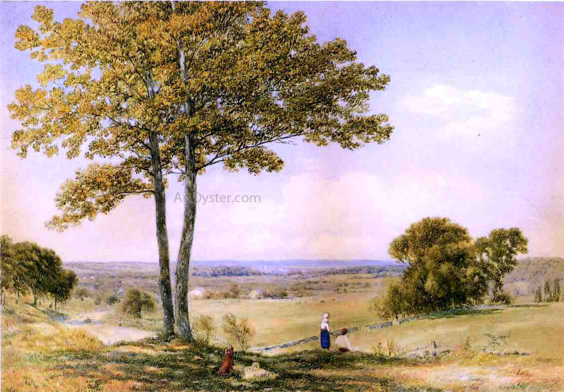 John William Hill View of Valley on Turnpike - Hand Painted Oil Painting
