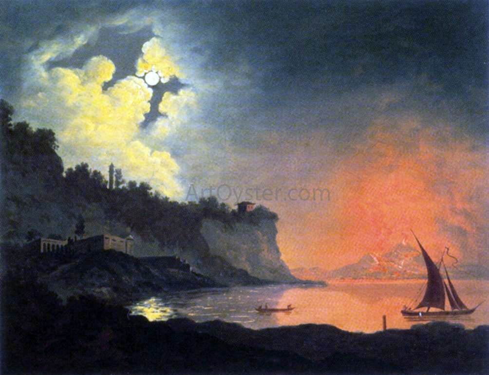 Joseph Wright View of Vesuvius from Posilippo - Hand Painted Oil Painting