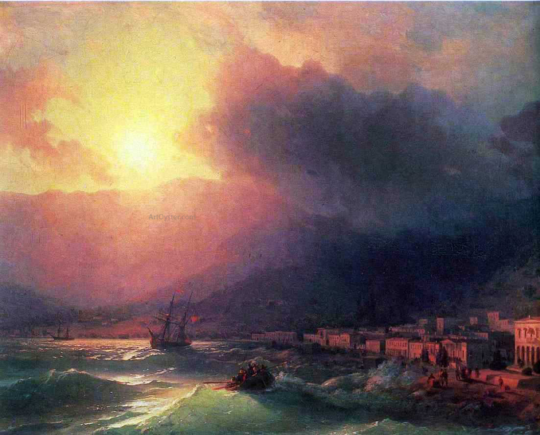 Ivan Constantinovich Aivazovsky View of Yalta on Evening - Hand Painted Oil Painting