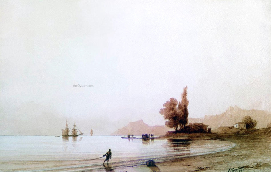 Ivan Constantinovich Aivazovsky View on rocky coast - Hand Painted Oil Painting
