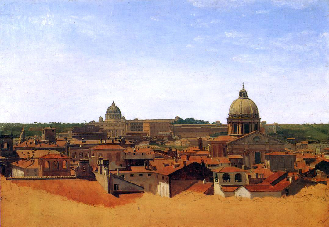 Adolf Von Heydeck View over the Rooftops of Rome - Hand Painted Oil Painting