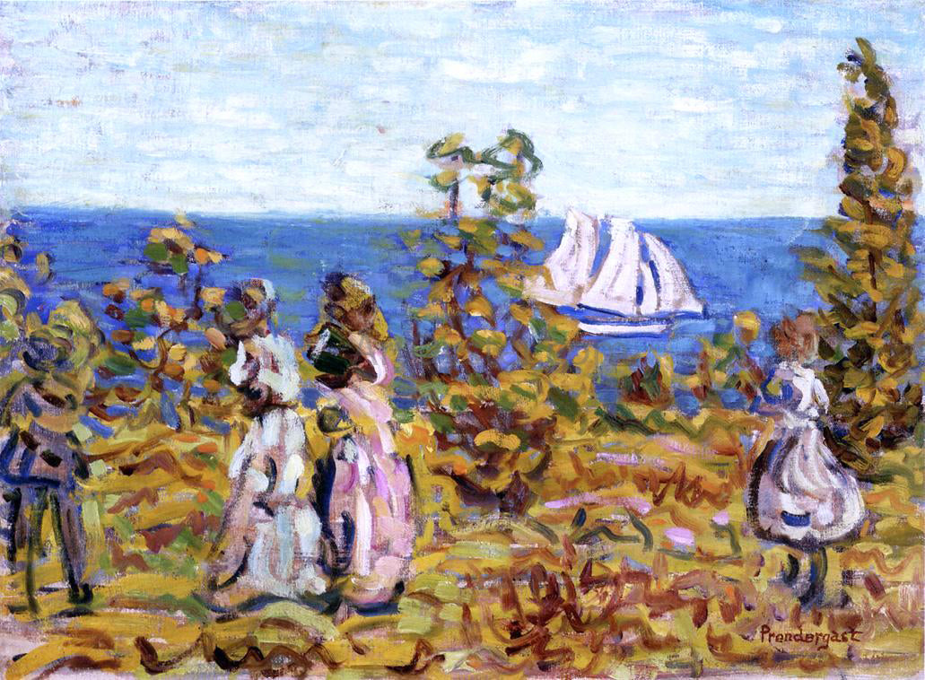 Maurice Prendergast Viewing the Sailboat - Hand Painted Oil Painting