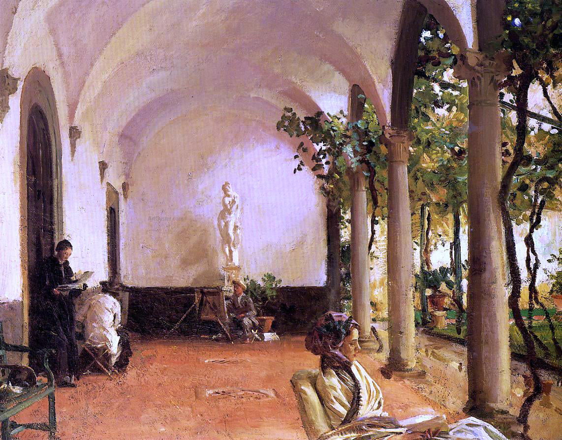 John Singer Sargent At Villa Torre Galli: The Loggia - Hand Painted Oil Painting