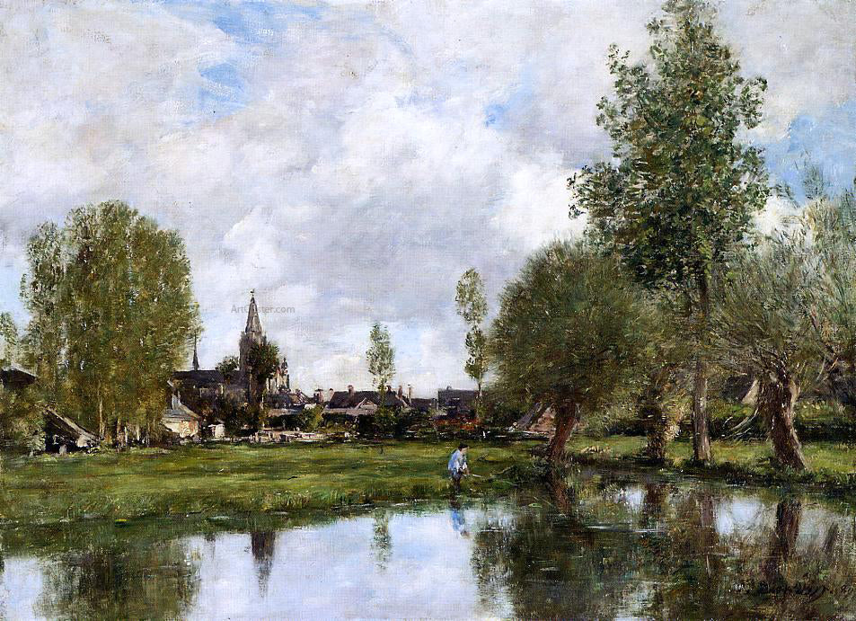 Eugene-Louis Boudin Village Around Dunkirk - Hand Painted Oil Painting