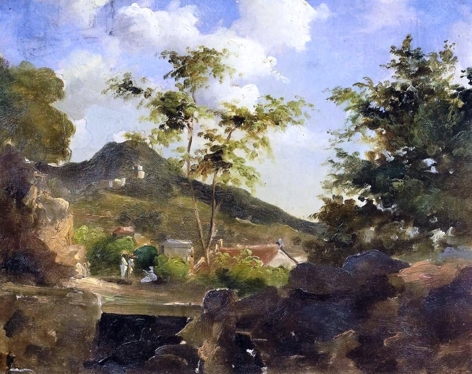 Camille Pissarro Village at the Foot of a Hill in Saint Thomas, Antilles - Hand Painted Oil Painting