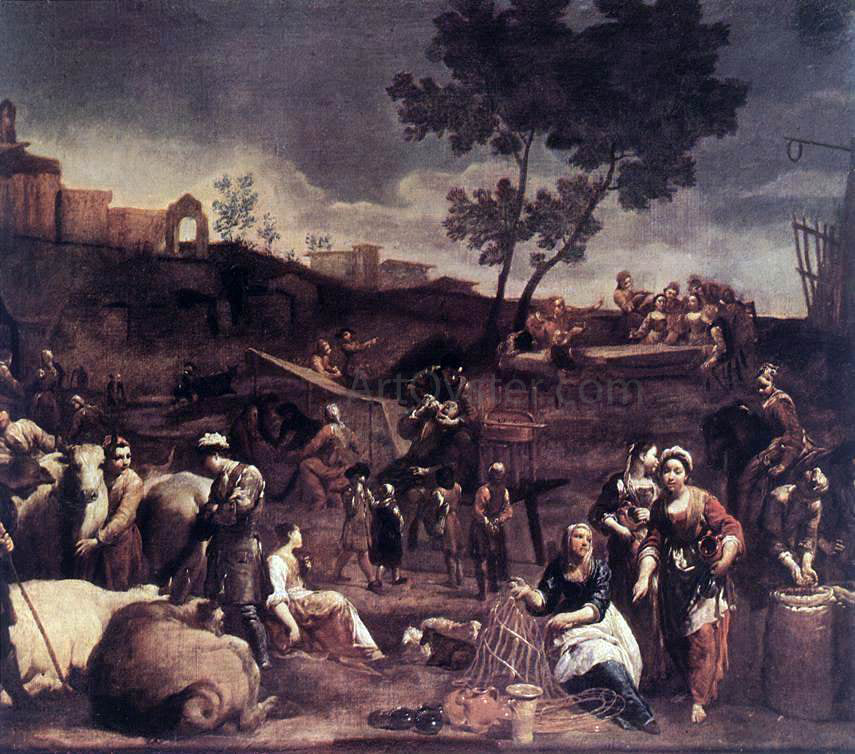 Giuseppe Maria Crespi Village Fair - Hand Painted Oil Painting