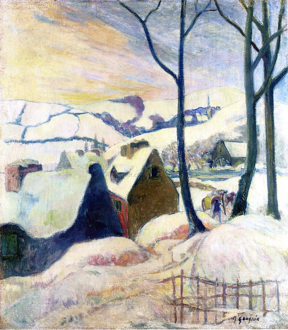 Paul Gauguin Village in the Snow - Hand Painted Oil Painting